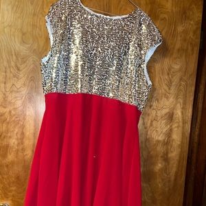 Rosegal Red & Gold Sequin Dress